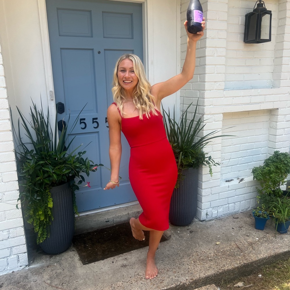 Red midi dress
